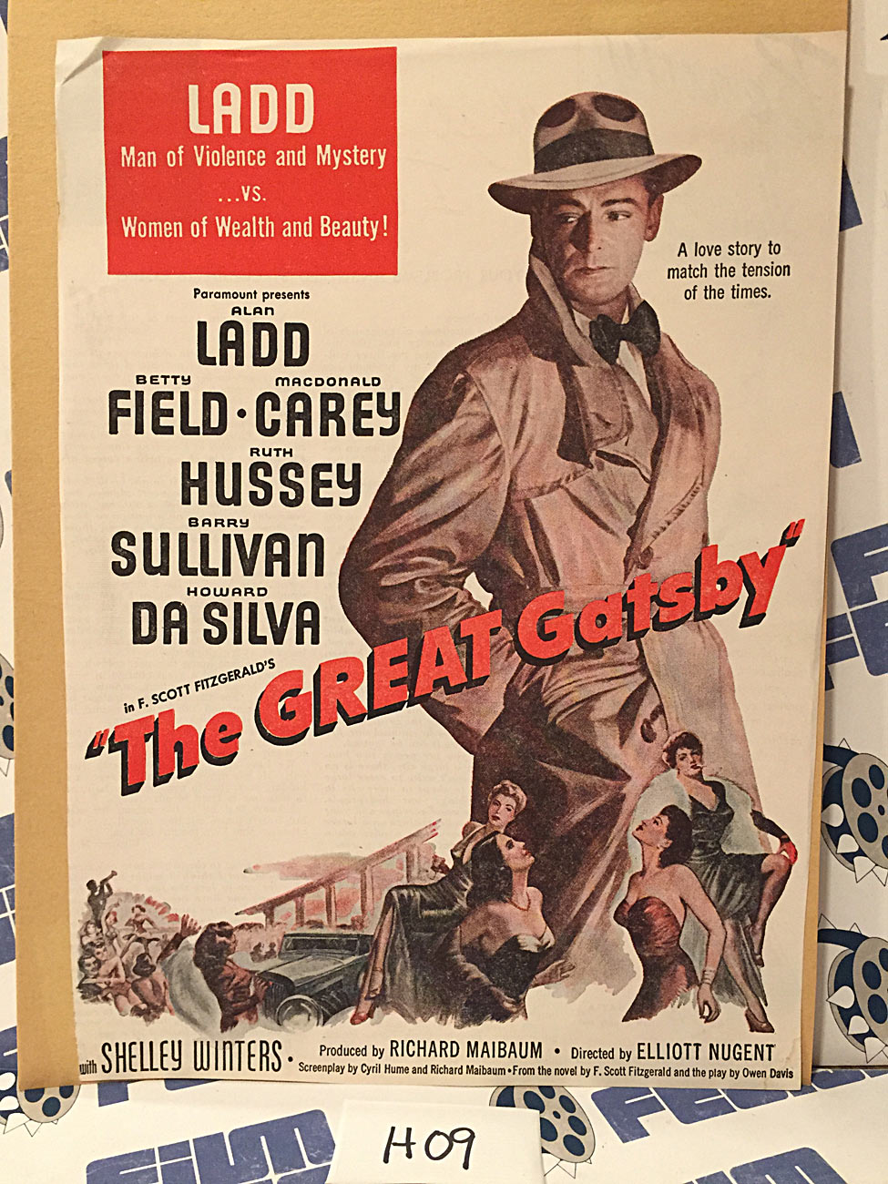 F. Scott Fitzgerald The Great Gatsby (1949) Original Full-Page Magazine Advertisement, Alan Ladd [H09]
