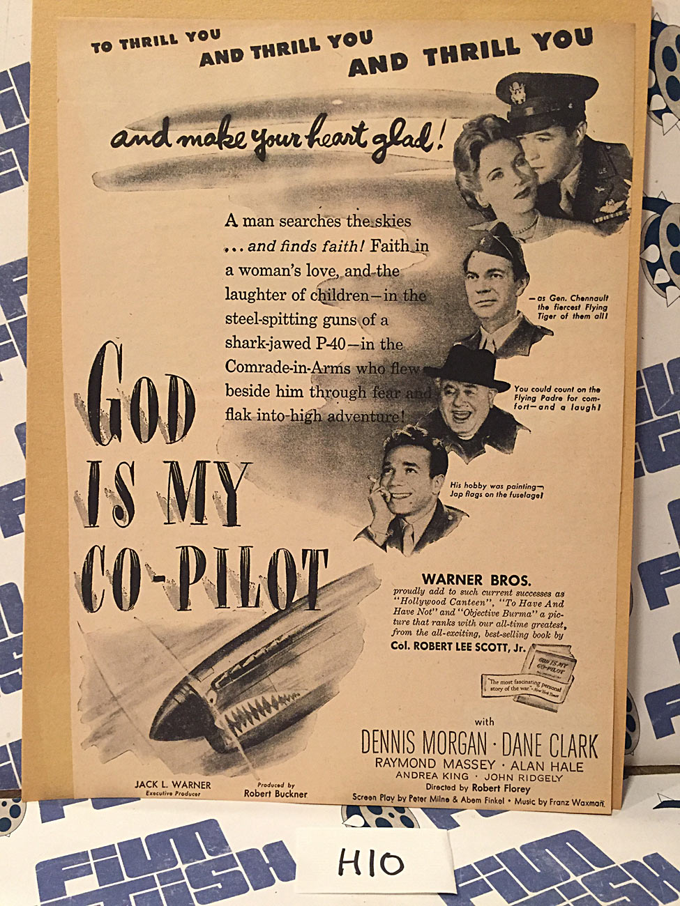 God Is My Co-Pilot 1945 Original Full-Page Magazine Ad Dennis Morgan Dane Clark H10