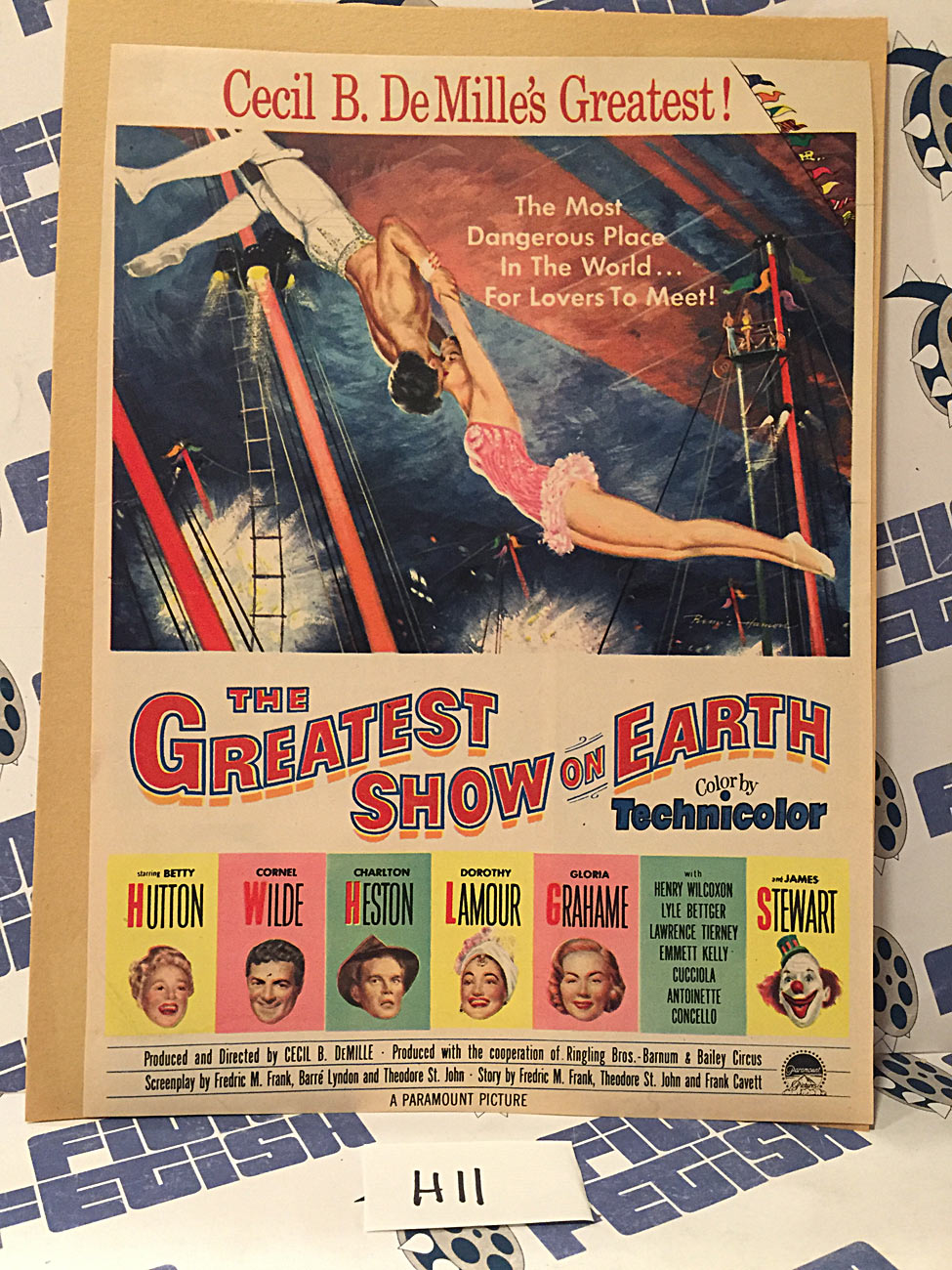 Cecil B. DeMille’s The Greatest Show on Earth (1952) Original Full-Page Magazine Advertisement, James Stewart, Charlton Heston [H11]