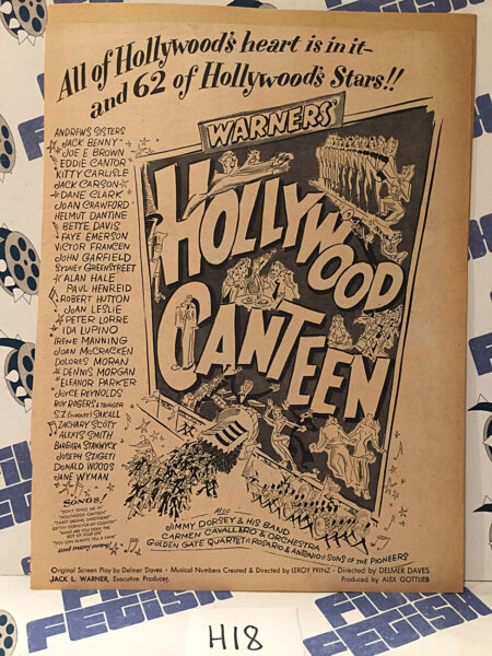 Hollywood Canteen 1944 Original Full-Page Magazine Ad Bette Davis The Andrews Sisters  H18
