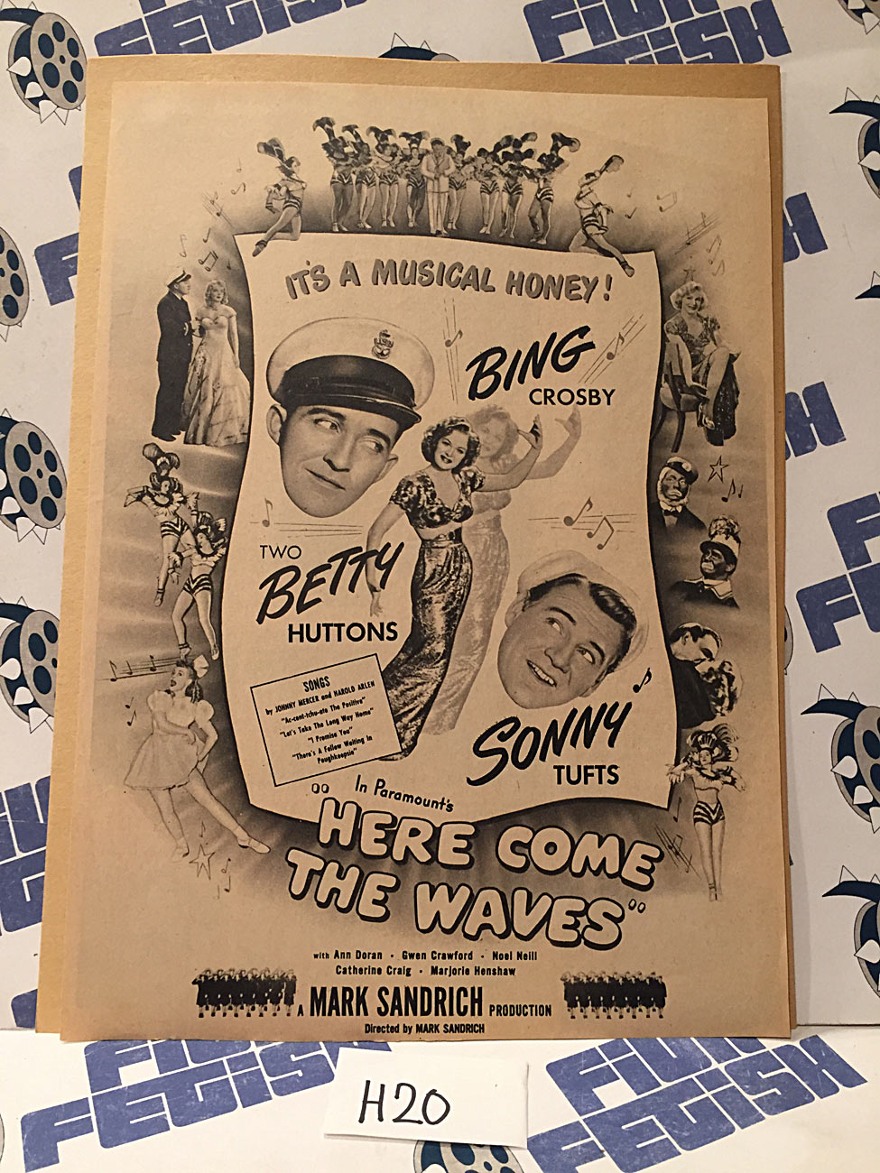 Here Come the Waves 1944 Original Full-Page Magazine Ad Bing Crosby  Betty Hutton  H20