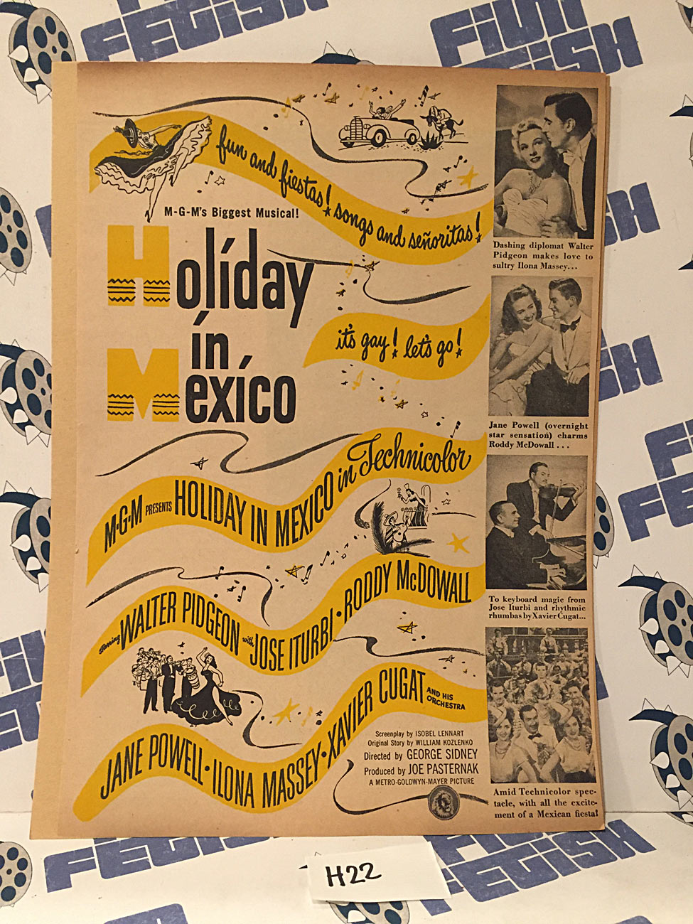 Holiday in Mexico 1946 Original Full-Page Magazine Ad Walter Pidgeon José Iturbi Jane Powell  H22