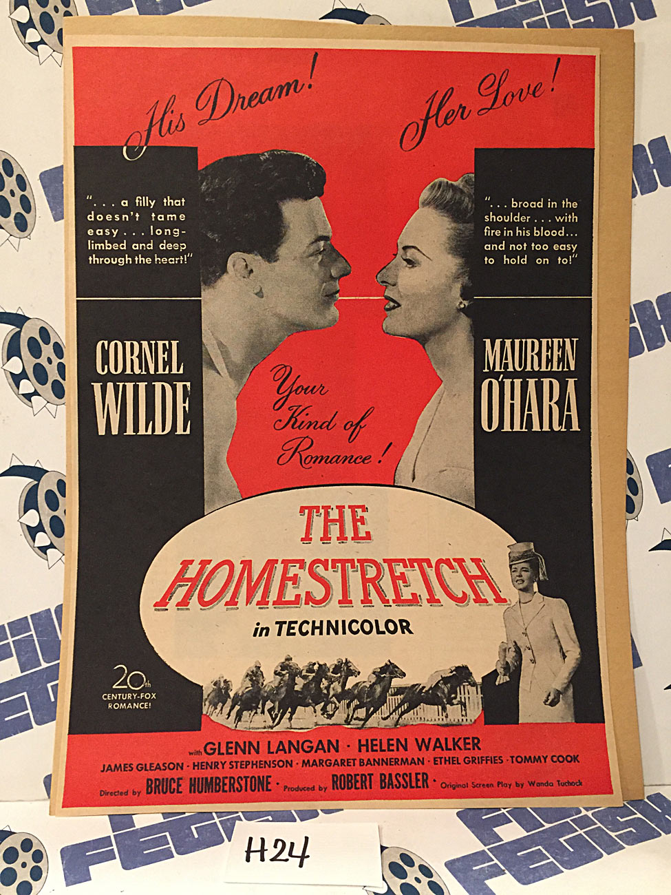 The Homestretch 1947 Original Full-Page Magazine Ad Cornel Wilde Maureen O’Hara  H24