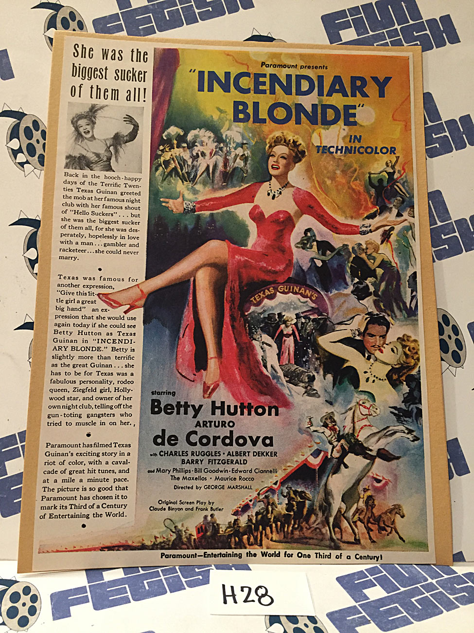 Incendiary Blonde 1945 Original Full-Page Magazine Ad Betty Hutton Arturo de Córdova H28