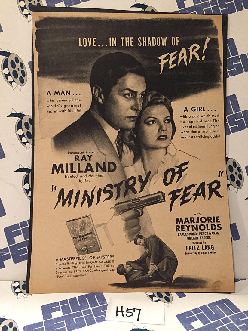 Ministry of Fear Original Full-Page Magazine Advertisement [H57]