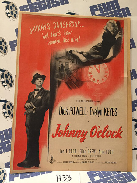 Johnny O’Clock 1947 Original Full-Page Magazine Adv Dick Powell Evelyn Keyes H33
