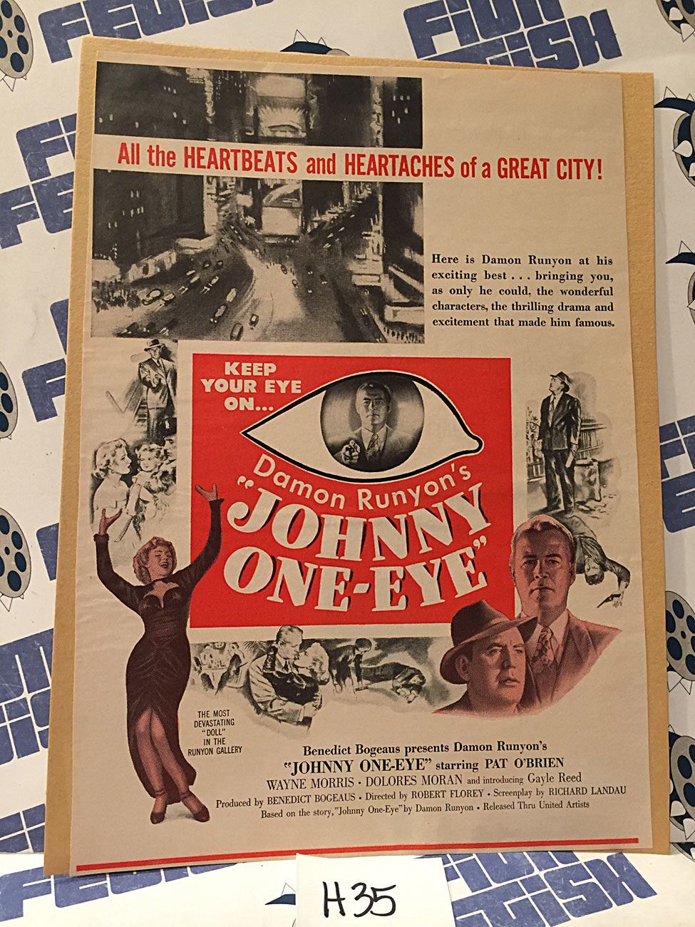 Johnny One-Eye 1950 Original Full-Page Magazine Ad Pat O’Brien Wayne Morris Dolores Moran H35