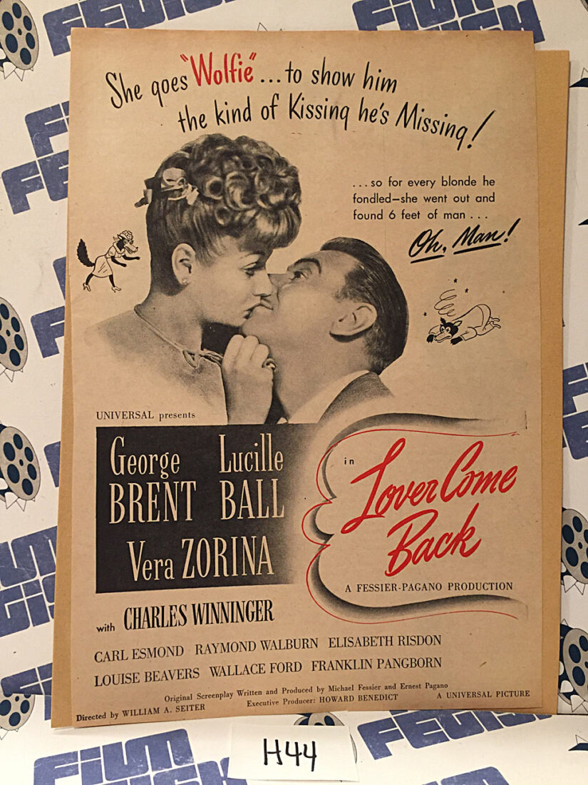 Lover Come Back 1946 Original Full-Page Magazine Ad Lucille Ball,  George Brent  H44