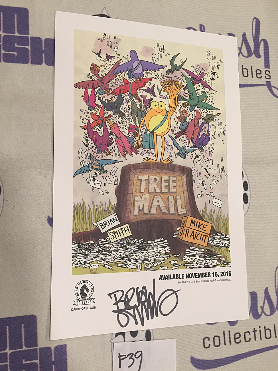 Tree Mail Comic Promotional Cover Illustration Card Signed by Author Brian Smith, Dark Horse Comics [F39]