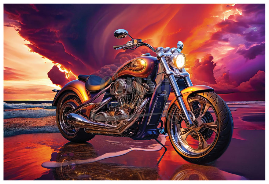 Motorcycle Beach Cloud Cinematic Autos Art Print [DP231013-14]