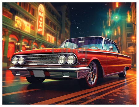 Classic Red Ride Cinematic Autos Art Print [DP231013-2]