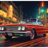 Classic Red Ride Cinematic Autos Art Print [DP231013-2]