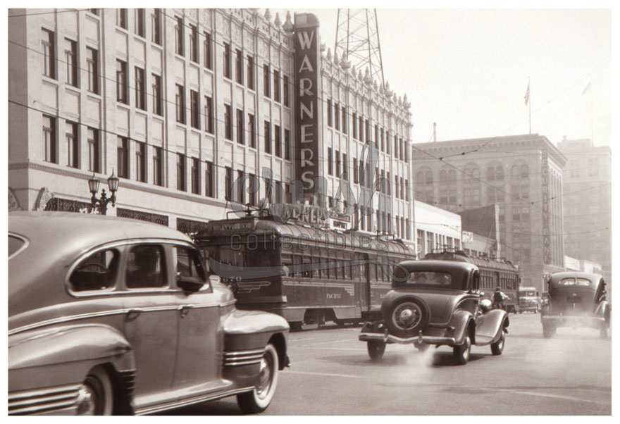 Warner Theater Hollywood, California 1944 Cinematic Autos Film Noir 19×13 inch Photo Print [231025-59]