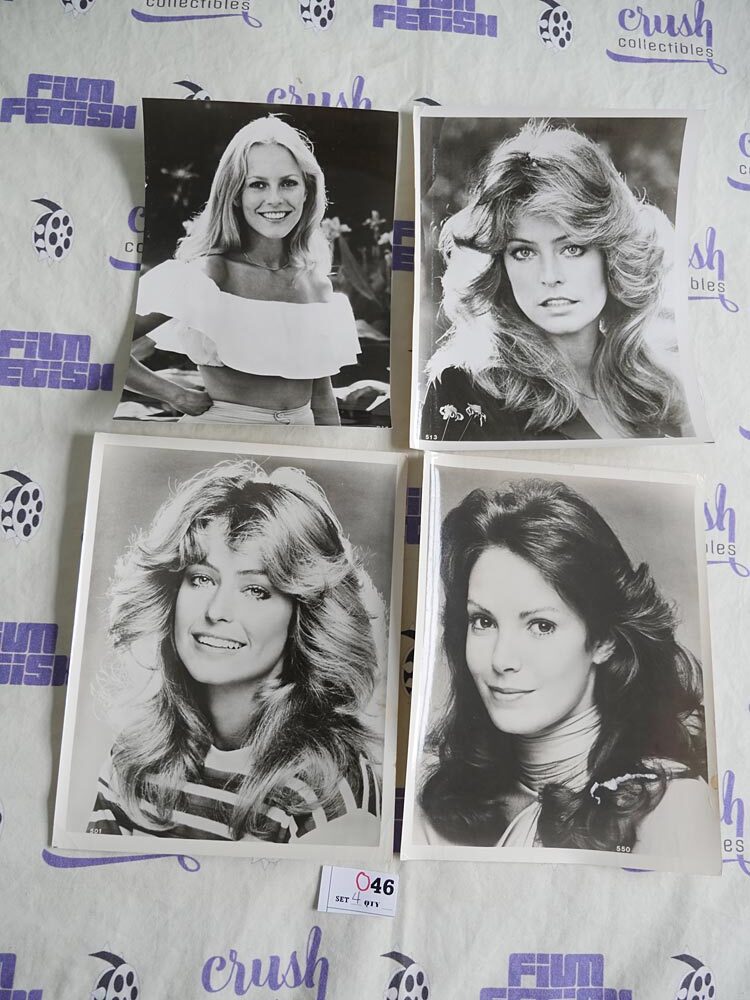 Charlie’s Angels (1976) Set of 4 Original Press Publicity Photos [O46] Farrah Fawcett, Cheryl Ladd