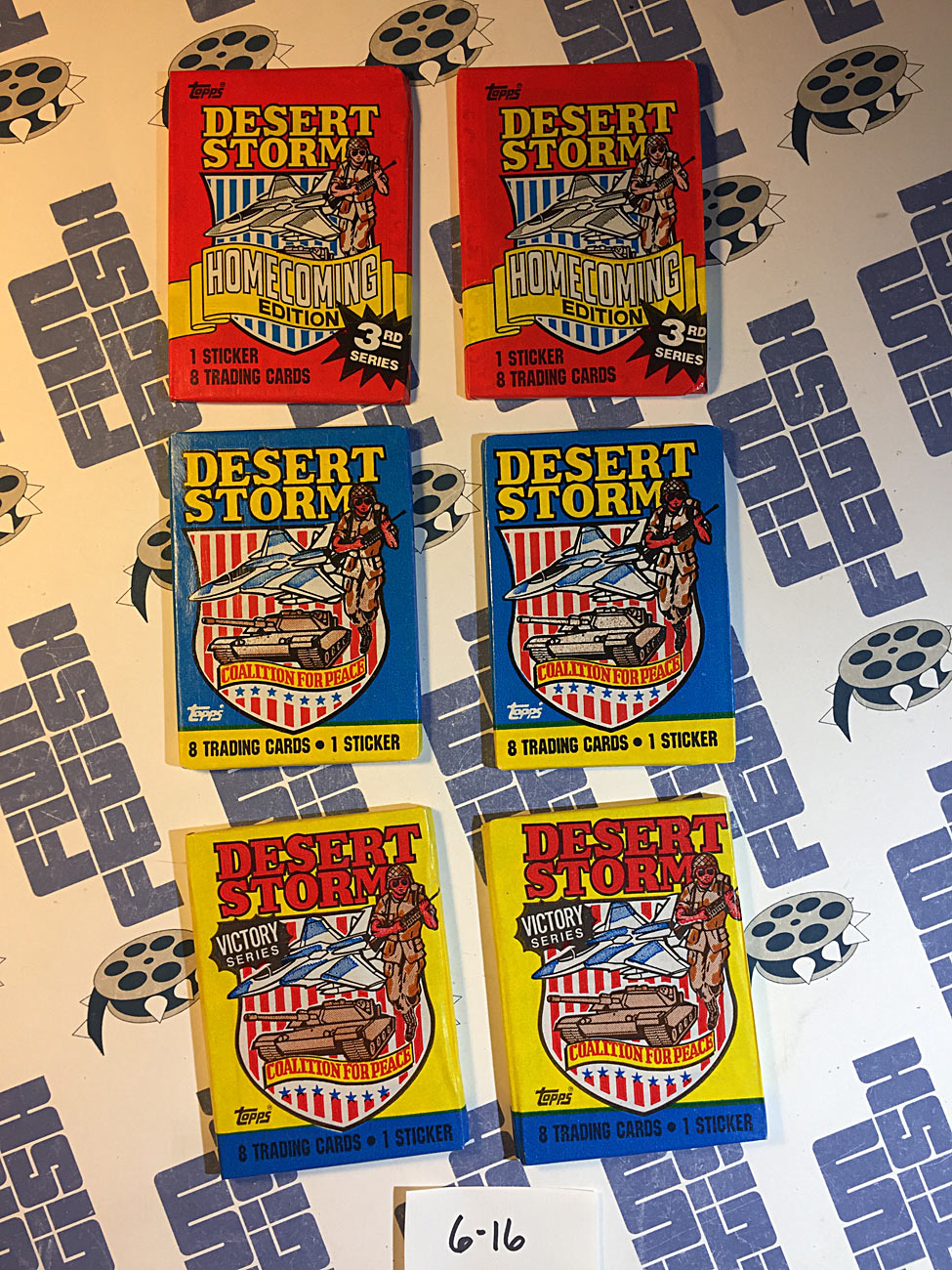 Set of 6 Sealed Topps Desert Storm Trading Card Wax Packs, Homecoming, Coalition For Peace, Victory Series [616]
