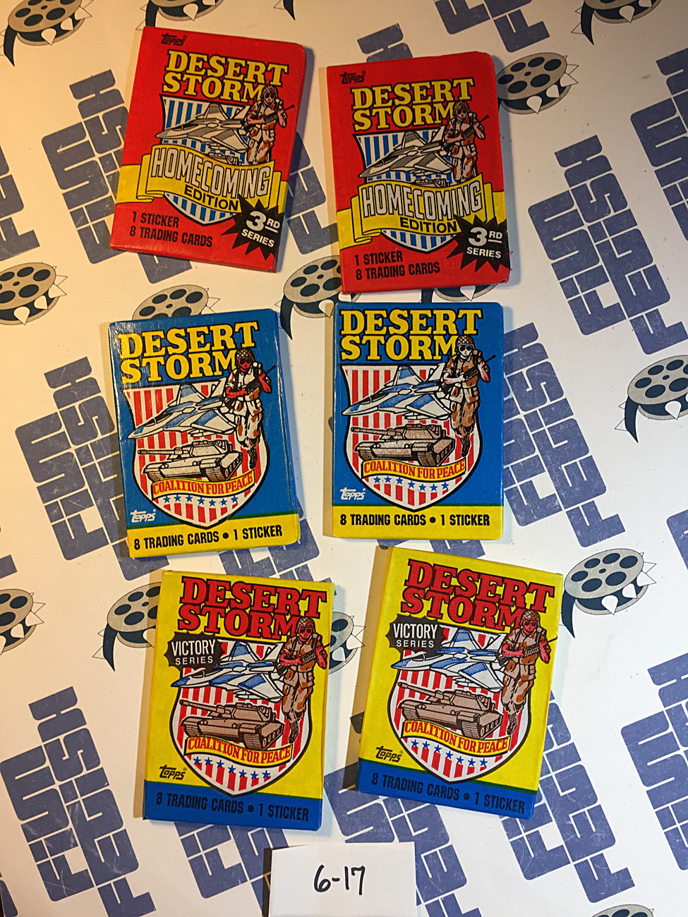 Set of 6 Sealed Topps Desert Storm Trading Card Wax Packs, Homecoming, Coalition For Peace, Victory Series [617]