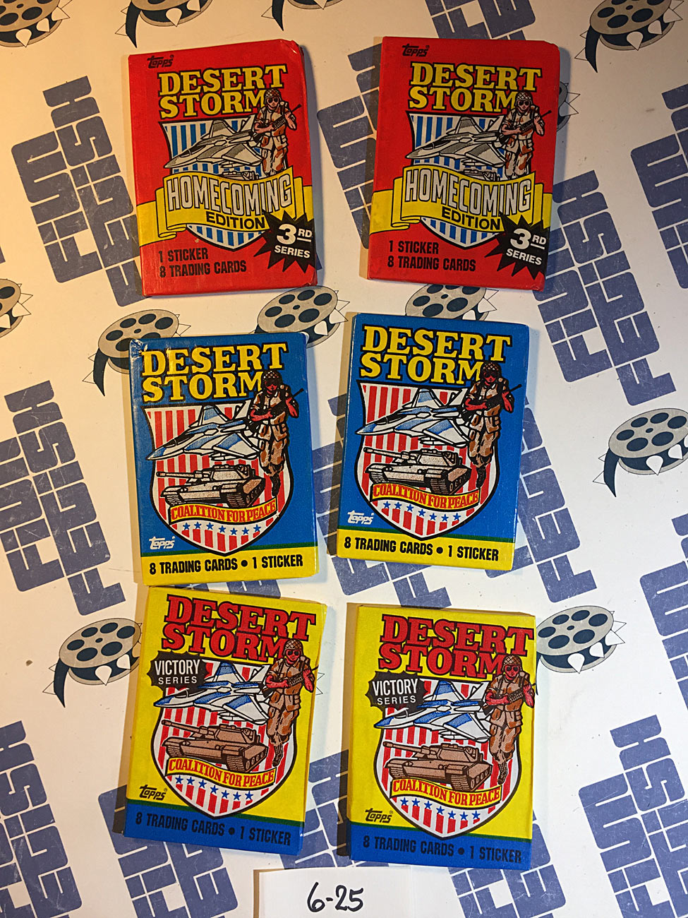 Set of 6 Sealed Topps Desert Storm Trading Card Wax Packs, Homecoming, Coalition For Peace, Victory Series [625]