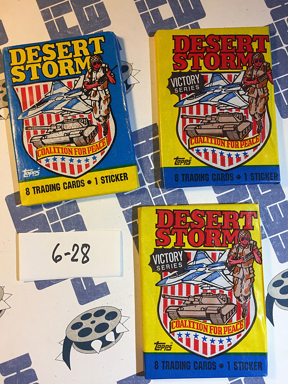 Set of 3 Sealed Topps Desert Storm Trading Card Wax Packs, Homecoming, Coalition For Peace, Victory Series [628]