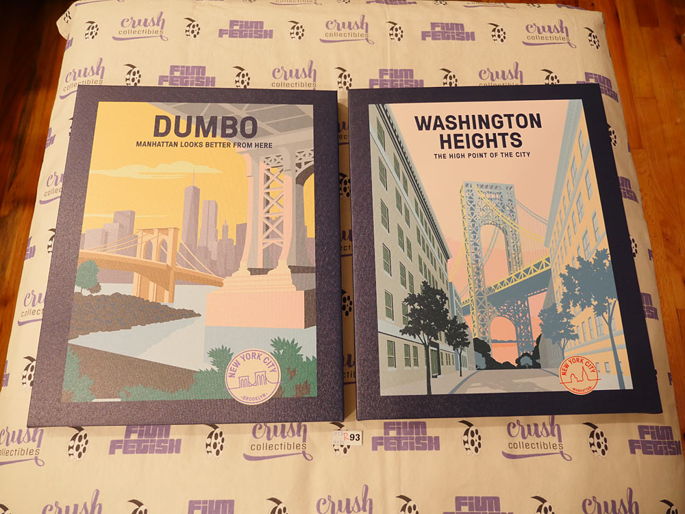 Set of 3 New York City Neighborhood Graphic Art Licensed Sealed 16×20 Canvas Prints, Dumbo, Washington Heights, Bay Ridge [R93]