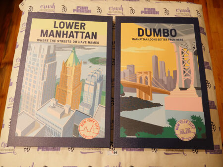 Set of 3 New York City Neighborhood Graphic Art Licensed Sealed 16×24 Canvas Prints, Dumbo, Lower Manhattan, South Bronx [R96]