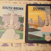 Set of 2 New York City Neighborhood Graphic Art Licensed Sealed 16×24 Canvas Prints, Dumbo, South Bronx [R98]