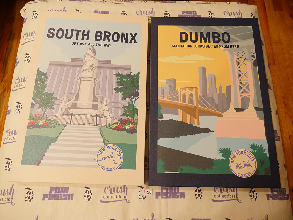 Set of 2 New York City Neighborhood Graphic Art Licensed Sealed 16×24 Canvas Prints, Dumbo, South Bronx [R98]