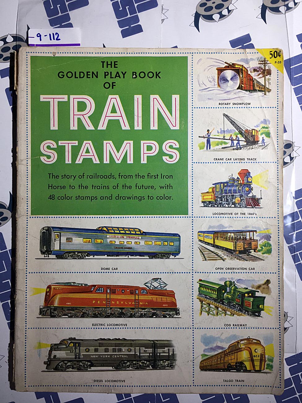 The Golden Play Book of Train Stamps (1955) Lucille Schultz, Robert Sherman, Thelma Bowie [9112]