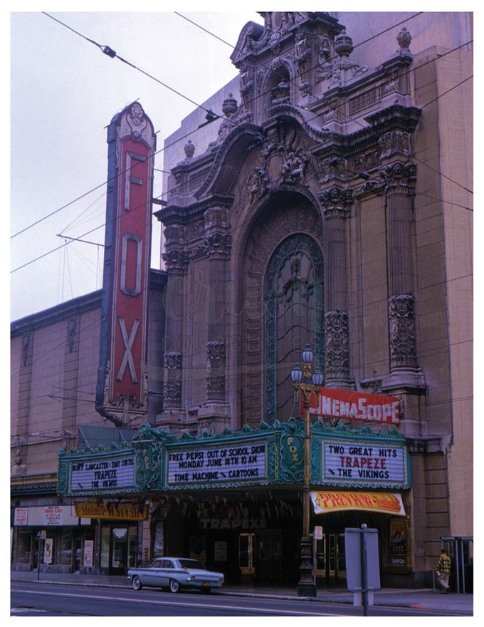 Fox Theater San Francisco June 1962 Trapeze, The Vikings and Time Machine Marquee Photo [240218-39]