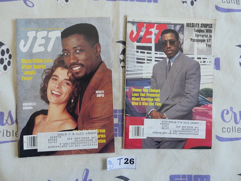Set of 2 JET Magazines African-American Interest, Wesley Snipes, Annabella Sciorra Covers [T26]