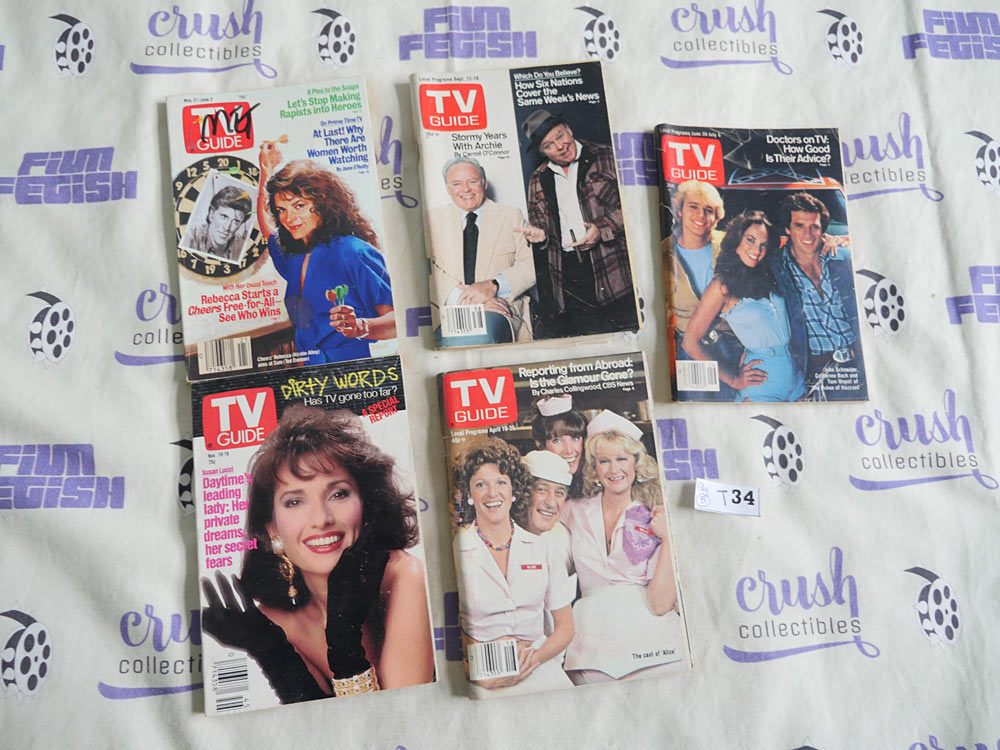 Set of 5 TV Guide Magazines, Kirstie Alley, Carroll O’Connor [T34]