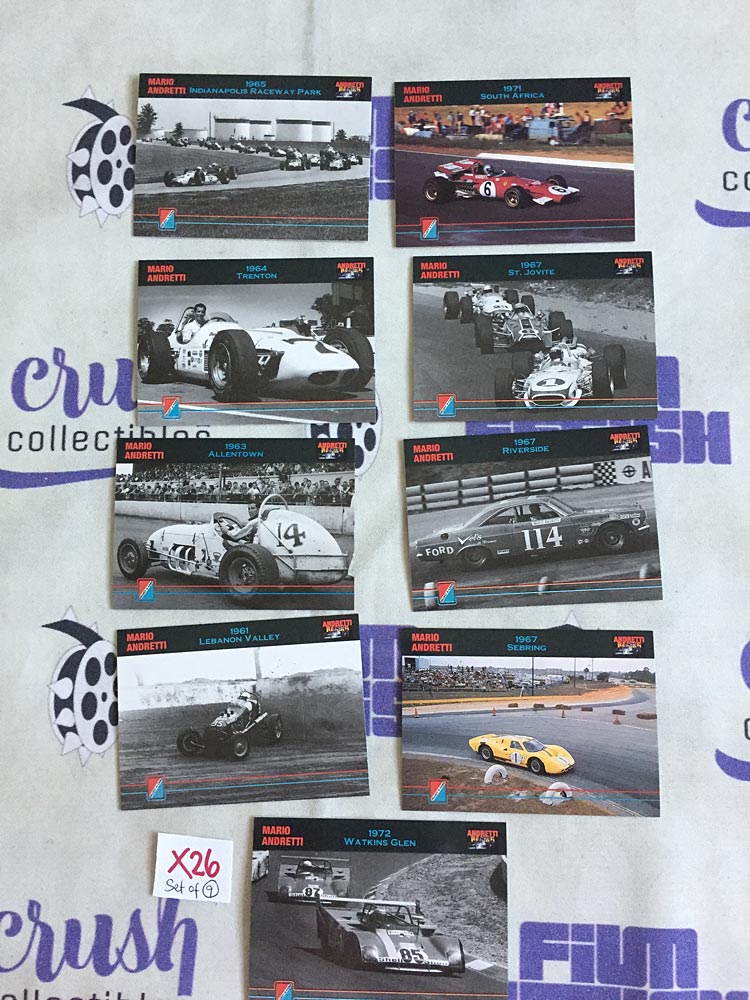 1992 Collect-A-Card Mario Andretti Racing Trading Cards Set of 9 Lot [X26]